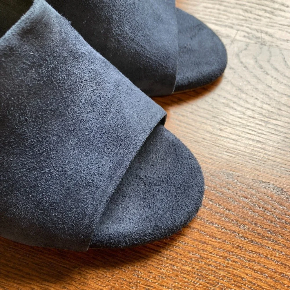 Gianni Bini Kat Kall Gladiator Block Heel Navy Suede Leather Strappy Womens 7